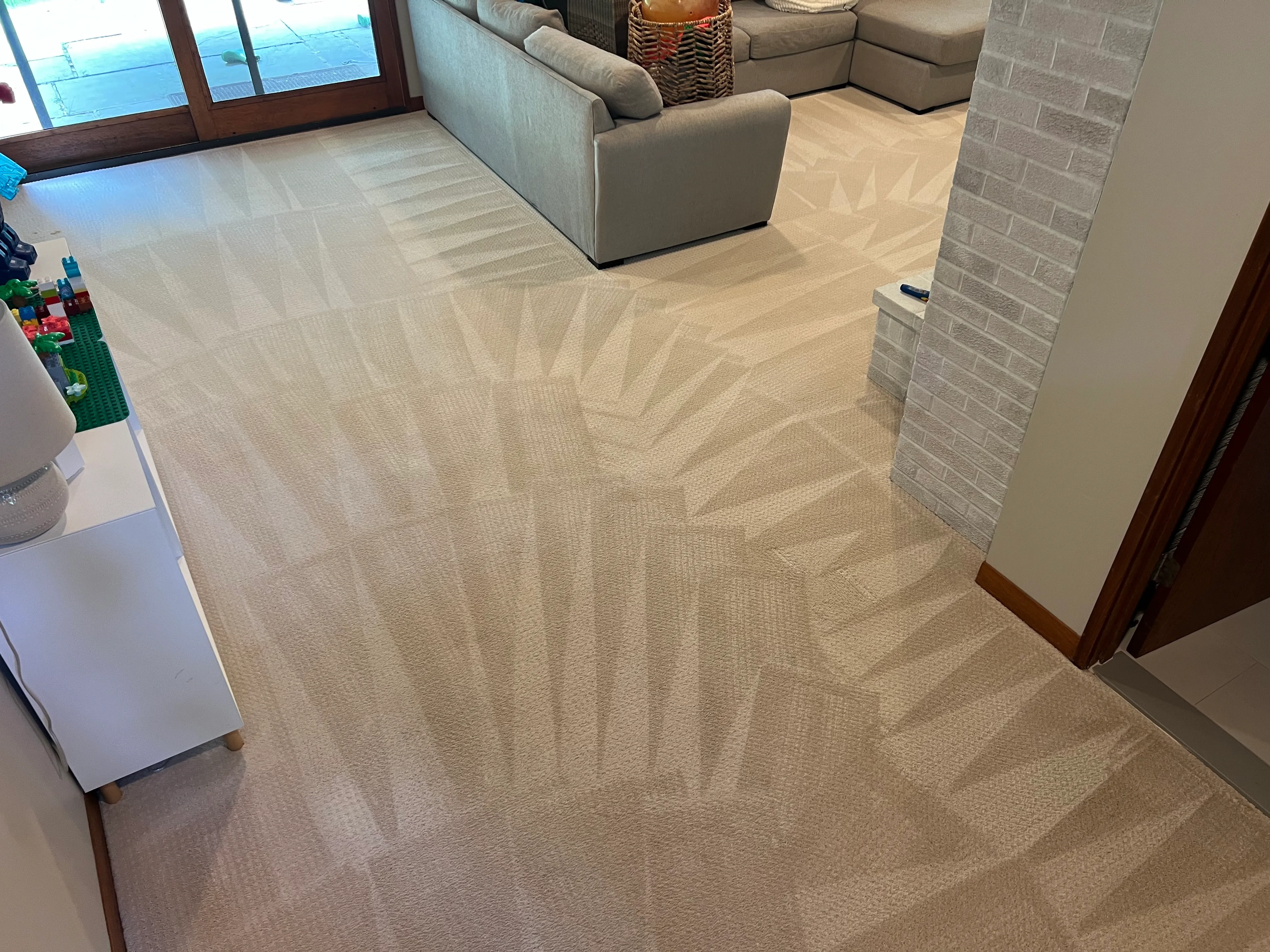 top view of full clean carpet floor in home